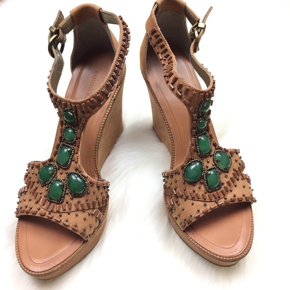 Banana Republic Shoes - Banana Republic Green Jewel Wedges.